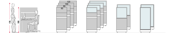 Módulos de altura de 150 cm.