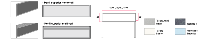 Divisorias de sobremesa de 41 cm de altura - Panel simple